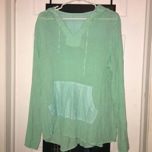 Teal hoodie top
